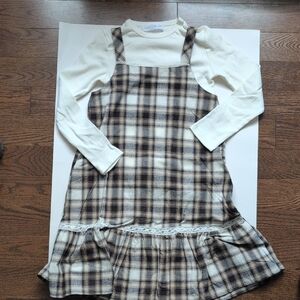 Plaid Kids Dress with Long Sleeves
